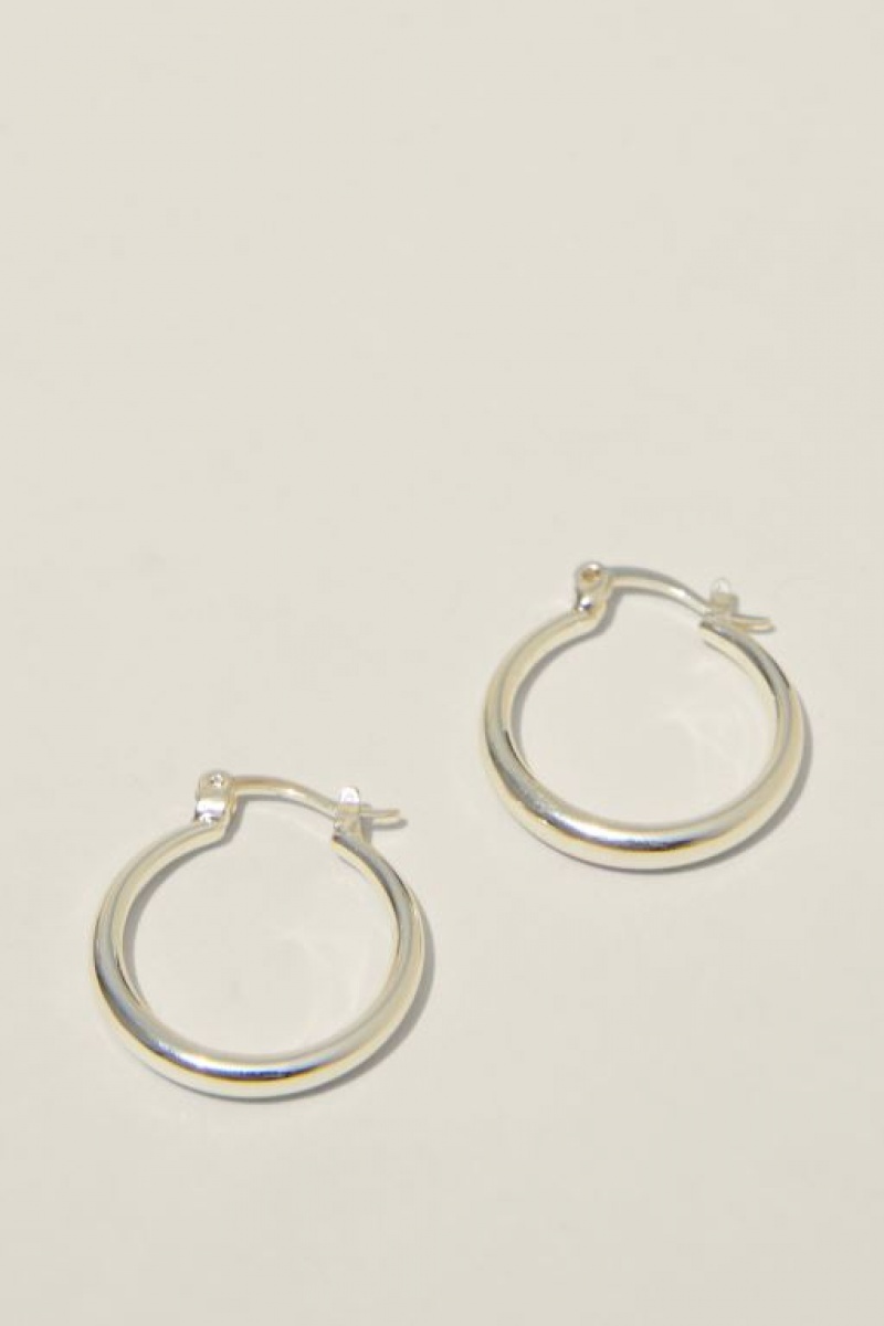 Cotton On Mid Hoop Earring Women\'s Jewellery Silver | GrmMWrceoTi