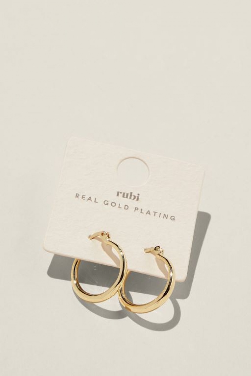 Cotton On Mid Hoop Earring Women's Jewellery Gold | r63ioZAn0Rg