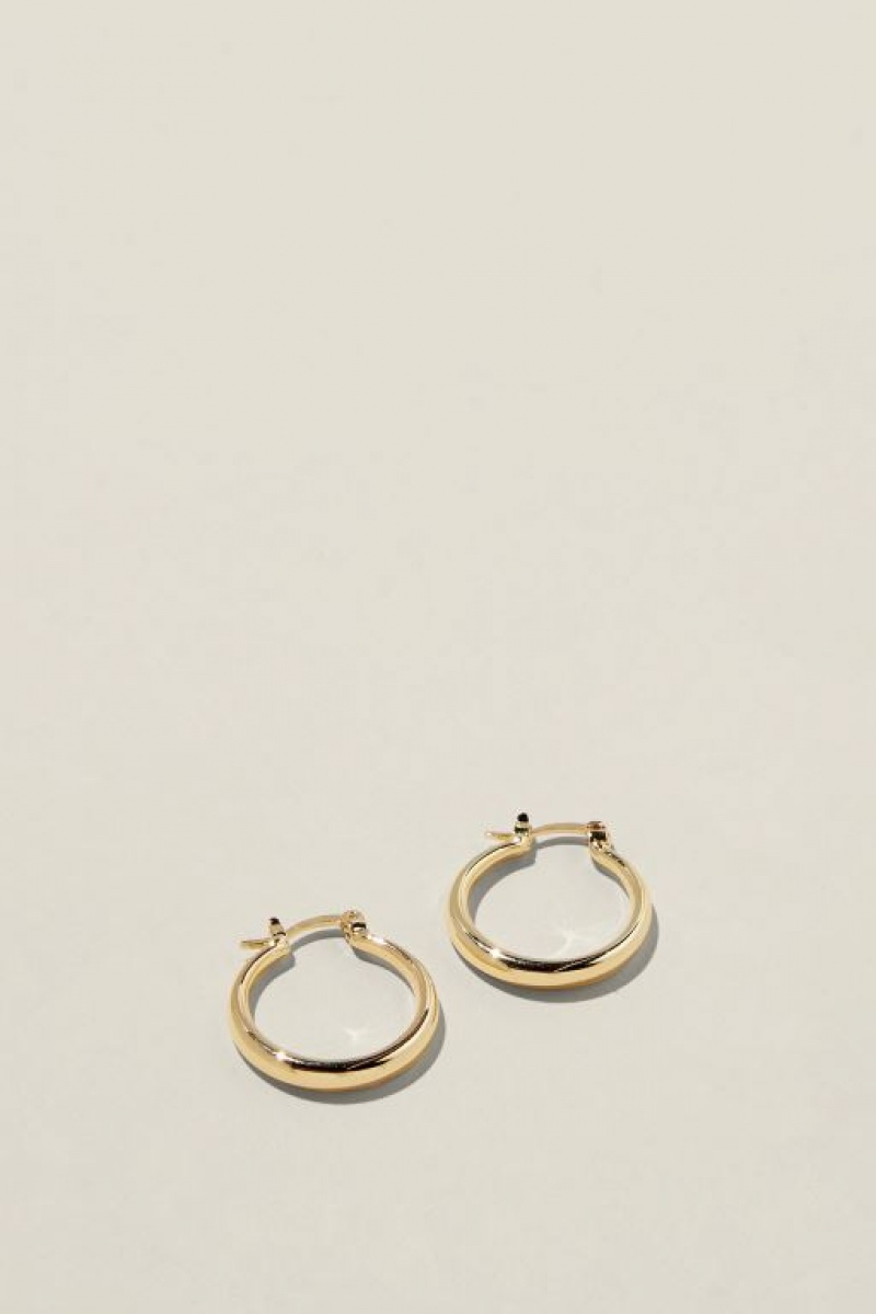 Cotton On Mid Hoop Earring Women\'s Jewellery Gold | r63ioZAn0Rg