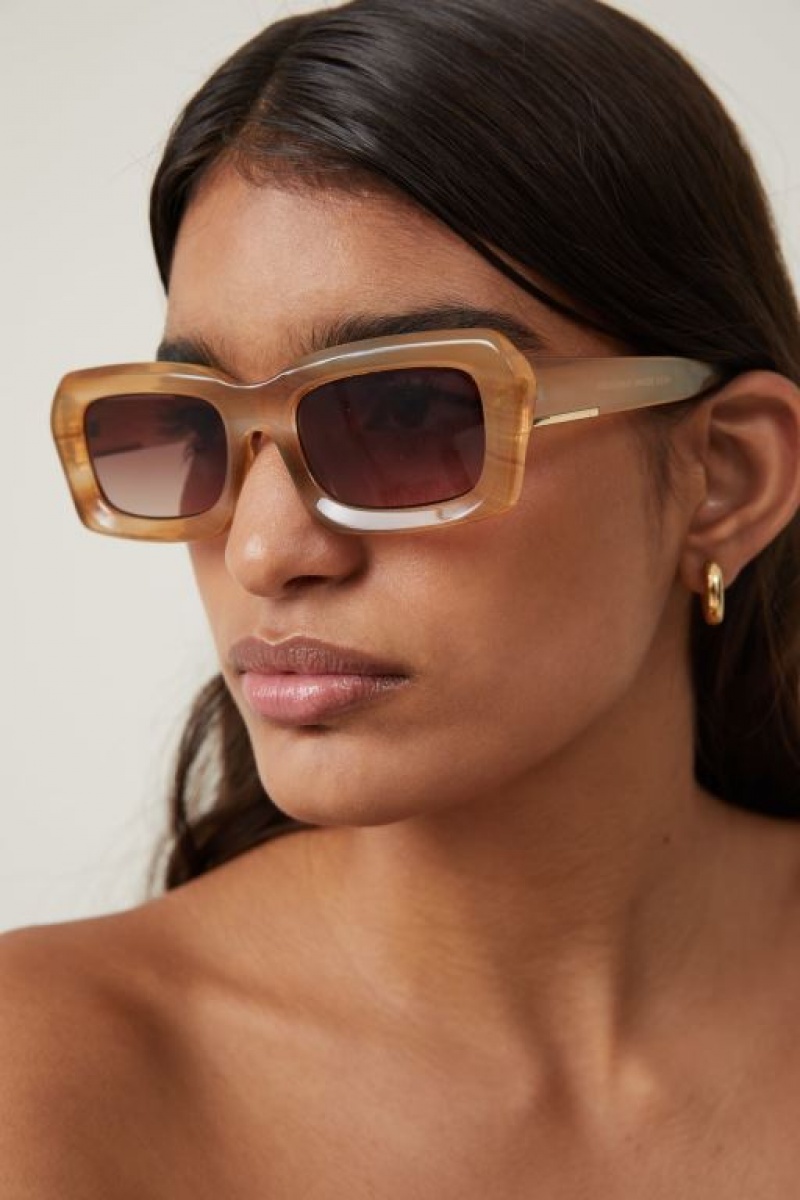 Cotton On Miles Square Women's Sunglasses Stripes | cSKKLNkZAZR