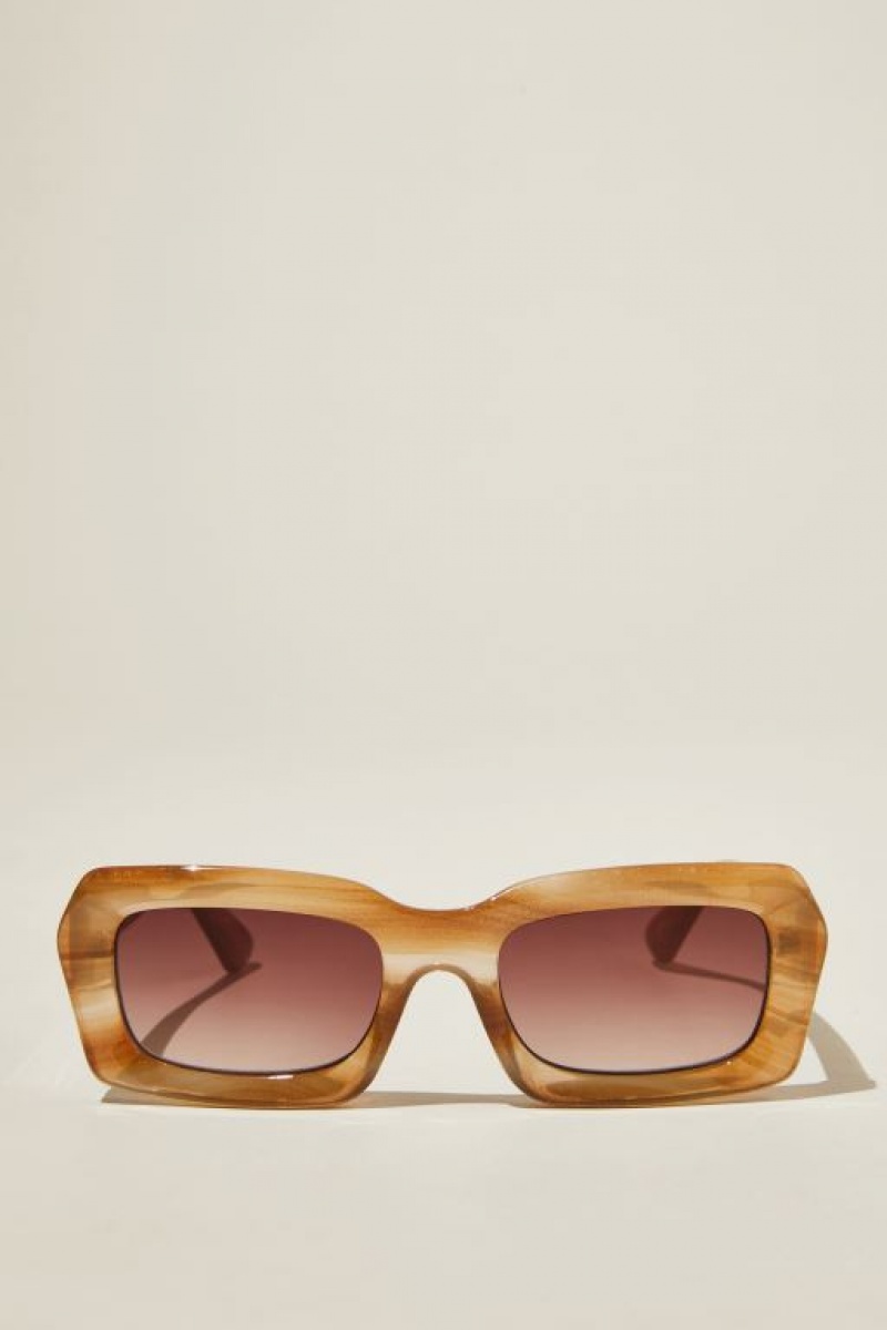 Cotton On Miles Square Women\'s Sunglasses Stripes | cSKKLNkZAZR