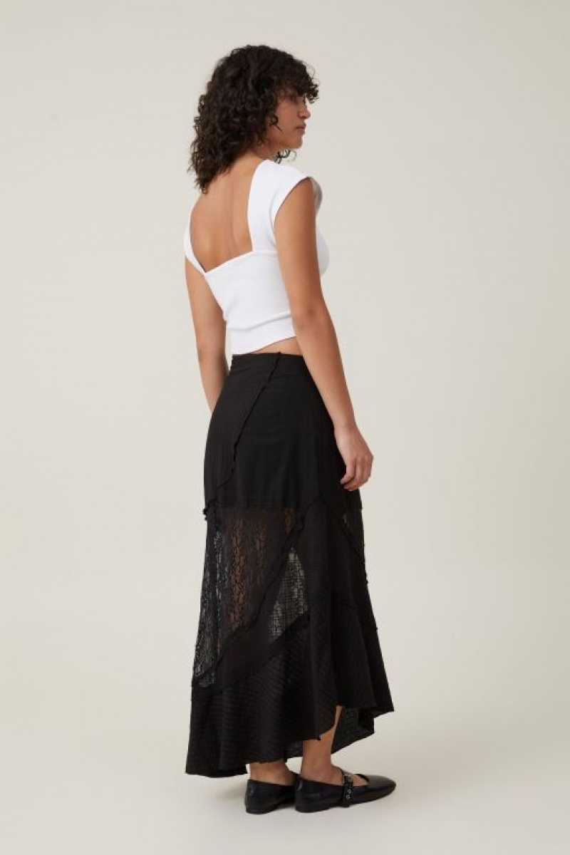 Cotton On Millie Asymmetrical Maxi Women's Skirt Black | v151E3l2Z9E