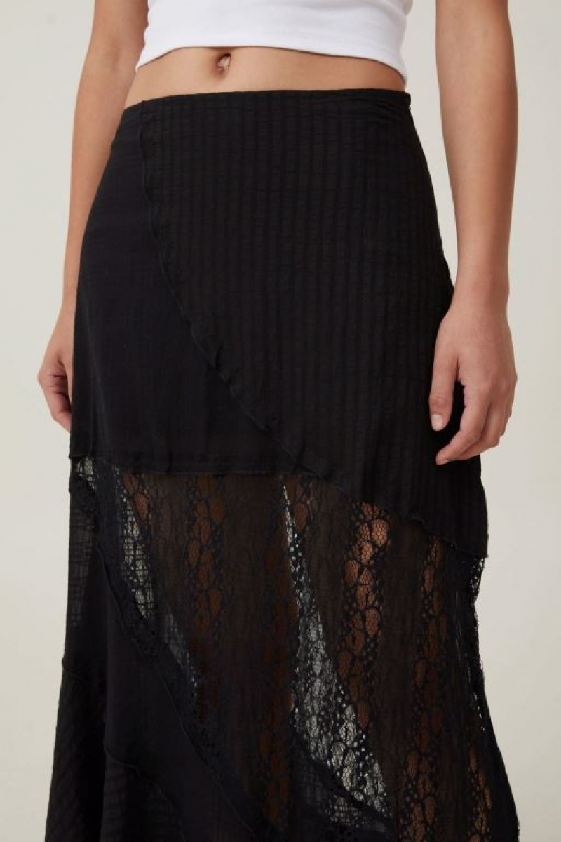 Cotton On Millie Asymmetrical Maxi Women's Skirt Black | v151E3l2Z9E