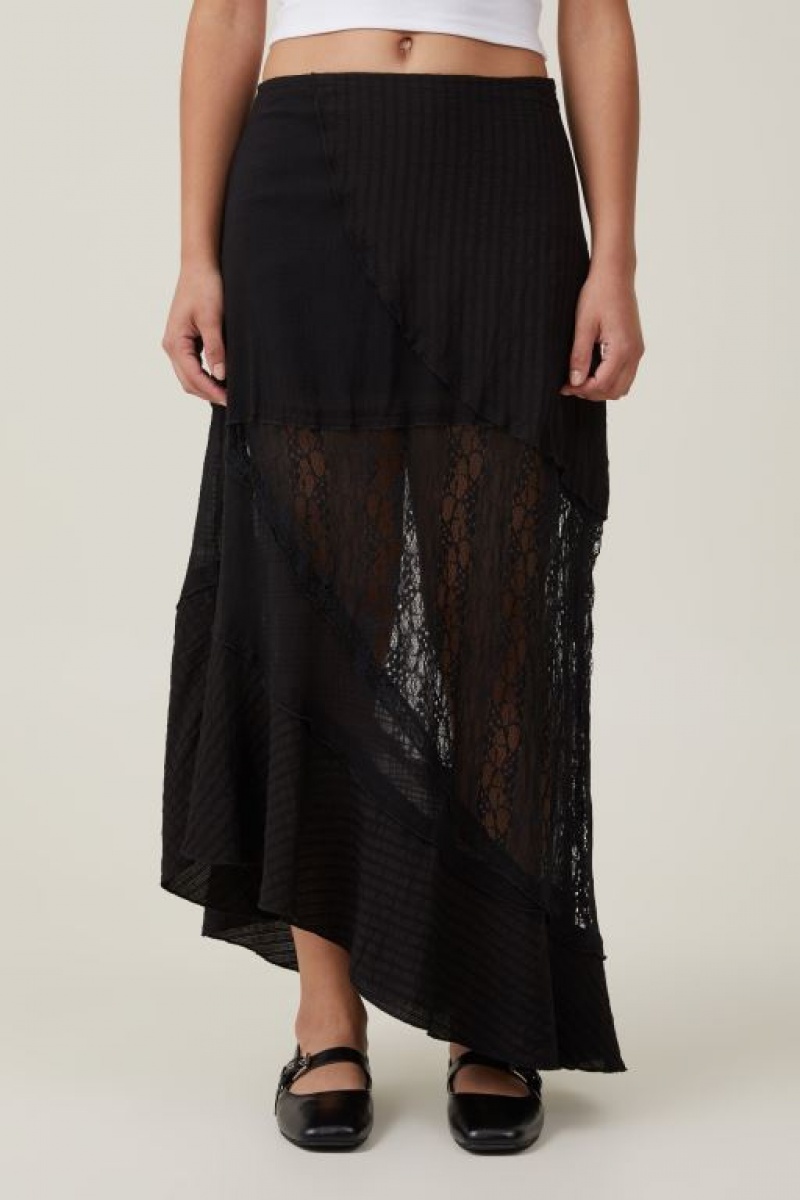 Cotton On Millie Asymmetrical Maxi Women's Skirt Black | v151E3l2Z9E