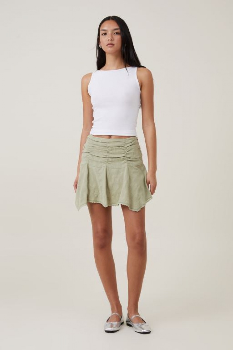 Cotton On Millie Hanky Hem Mini Women's Skirt Olive | RWWKQs5xvq6