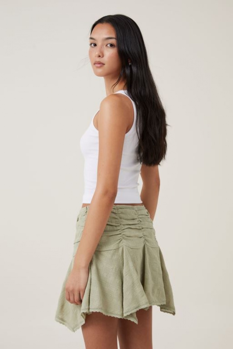 Cotton On Millie Hanky Hem Mini Women\'s Skirt Olive | RWWKQs5xvq6