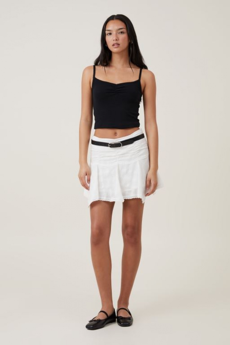 Cotton On Millie Hanky Hem Mini Women's Skirt Cream | 3JIyAnMggFH