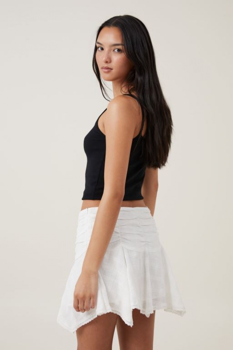 Cotton On Millie Hanky Hem Mini Women's Skirt Cream | 3JIyAnMggFH