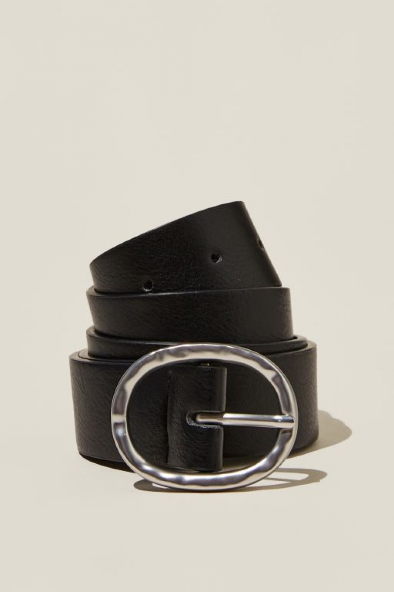Cotton On Molten Buckle Women\'s Belts Black / Silver | Jf3yGAidafy