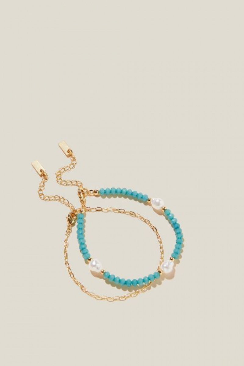 Cotton On Multipack Bracelet Women\'s Jewellery Gold Green | OWdYi6Q9AP1