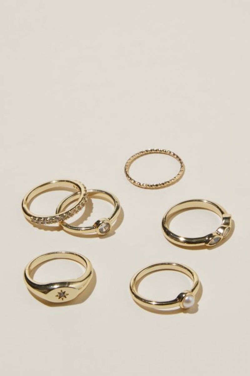 Cotton On Multipack Rings Women\'s Jewellery Gold | rG1siGhQm7s