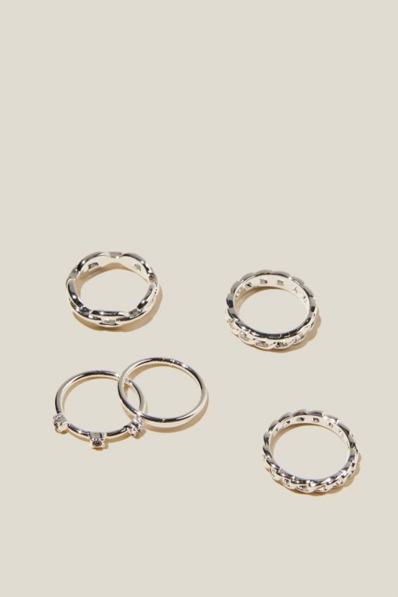Cotton On Multipack Rings Women\'s Jewellery Silver | x31hqBhWj6m