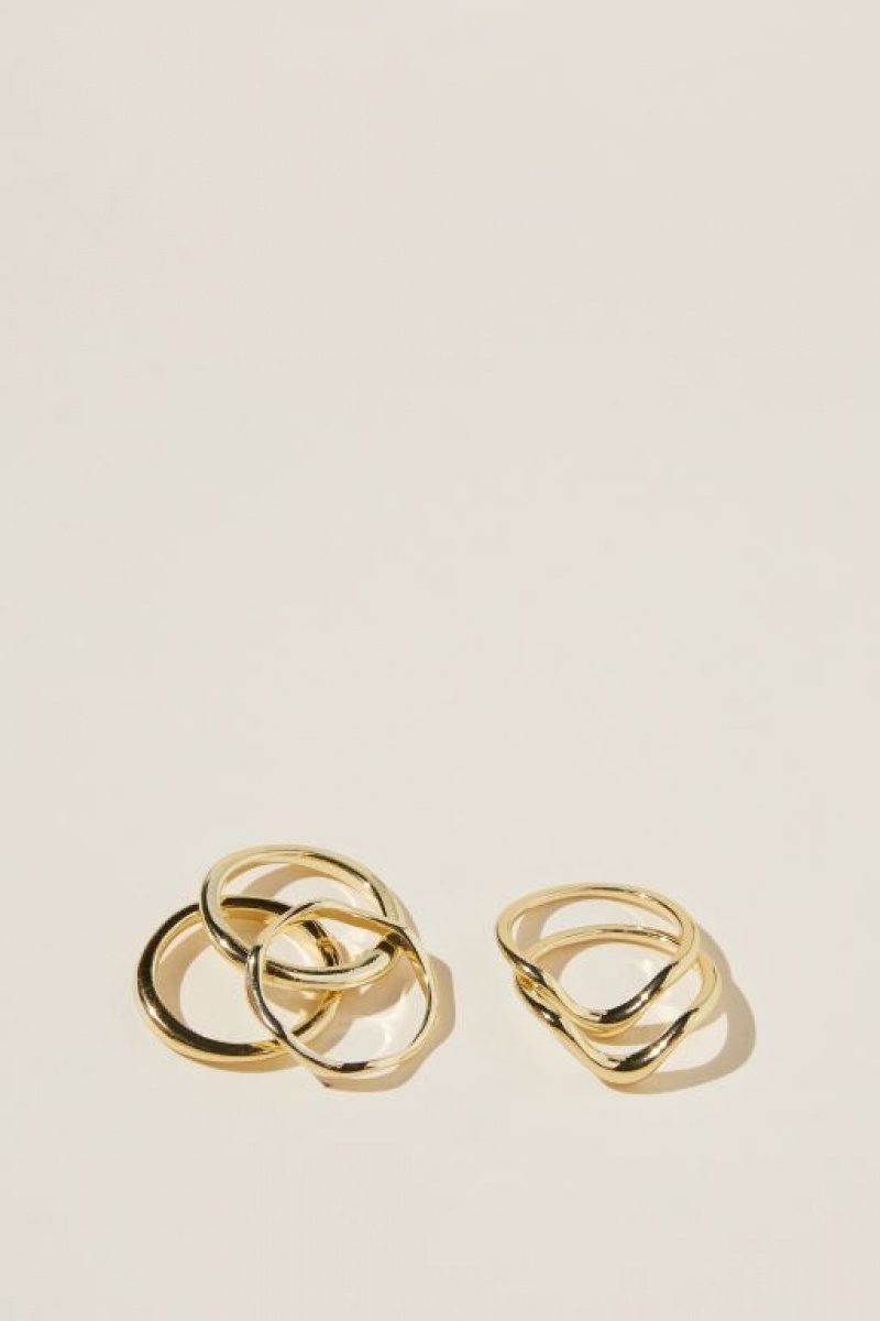 Cotton On Multipack Rings Women's Jewellery Gold | r2CUcJpLKNU