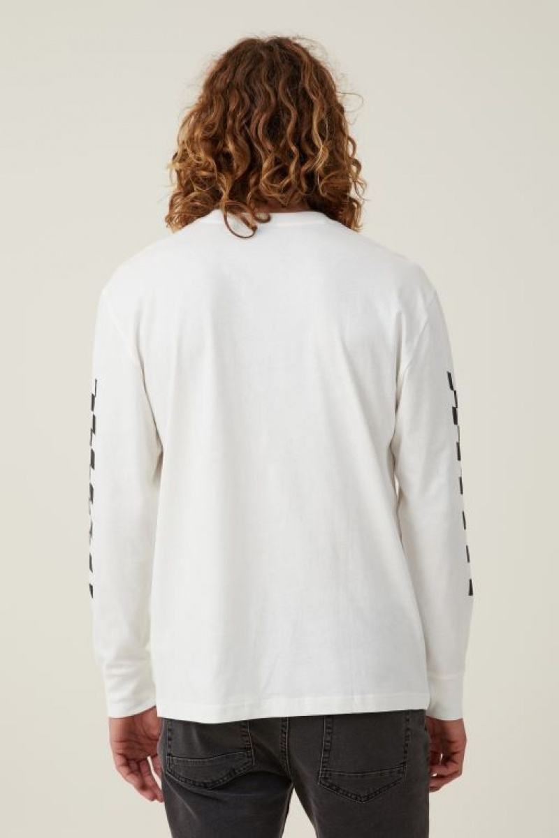 Cotton On Nascar Long Sleeve Men's Graphic T-Shirts White | aghjylDKTvl