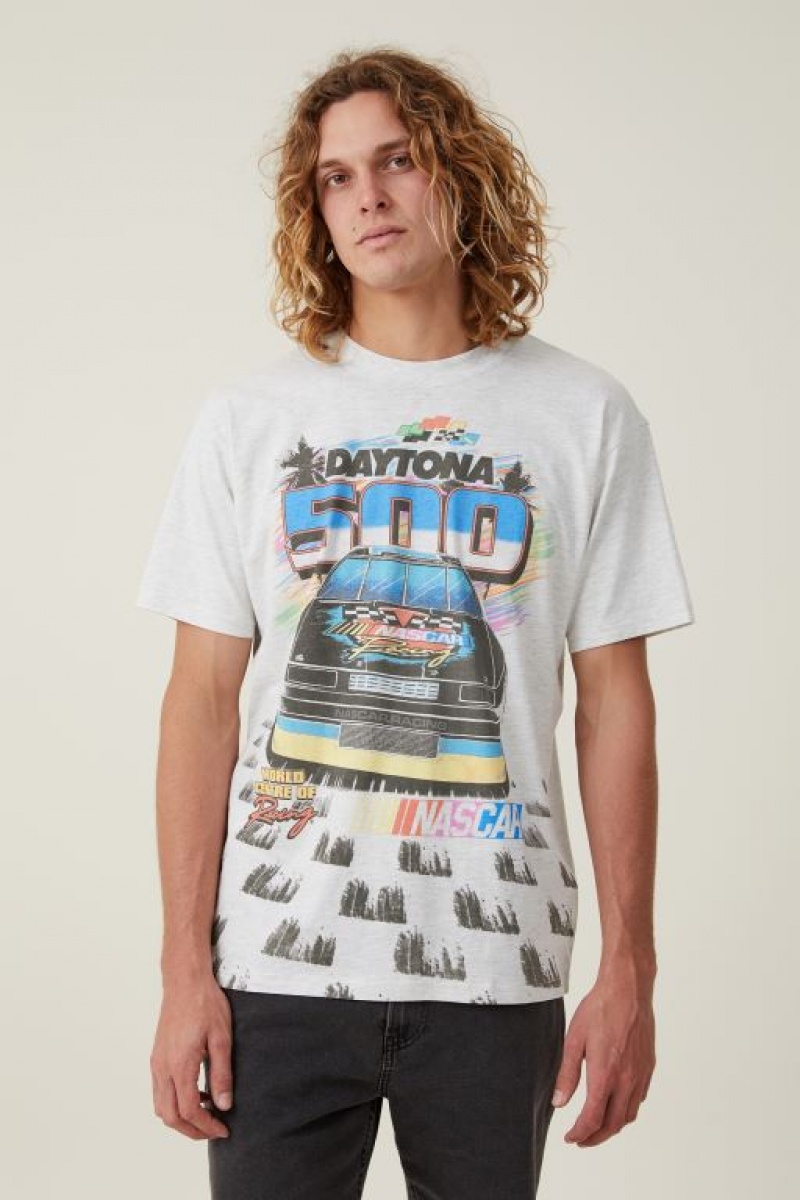 Cotton On Nascar Loose Fit Men\'s Graphic T-Shirts White | zJcLBtQ83vR