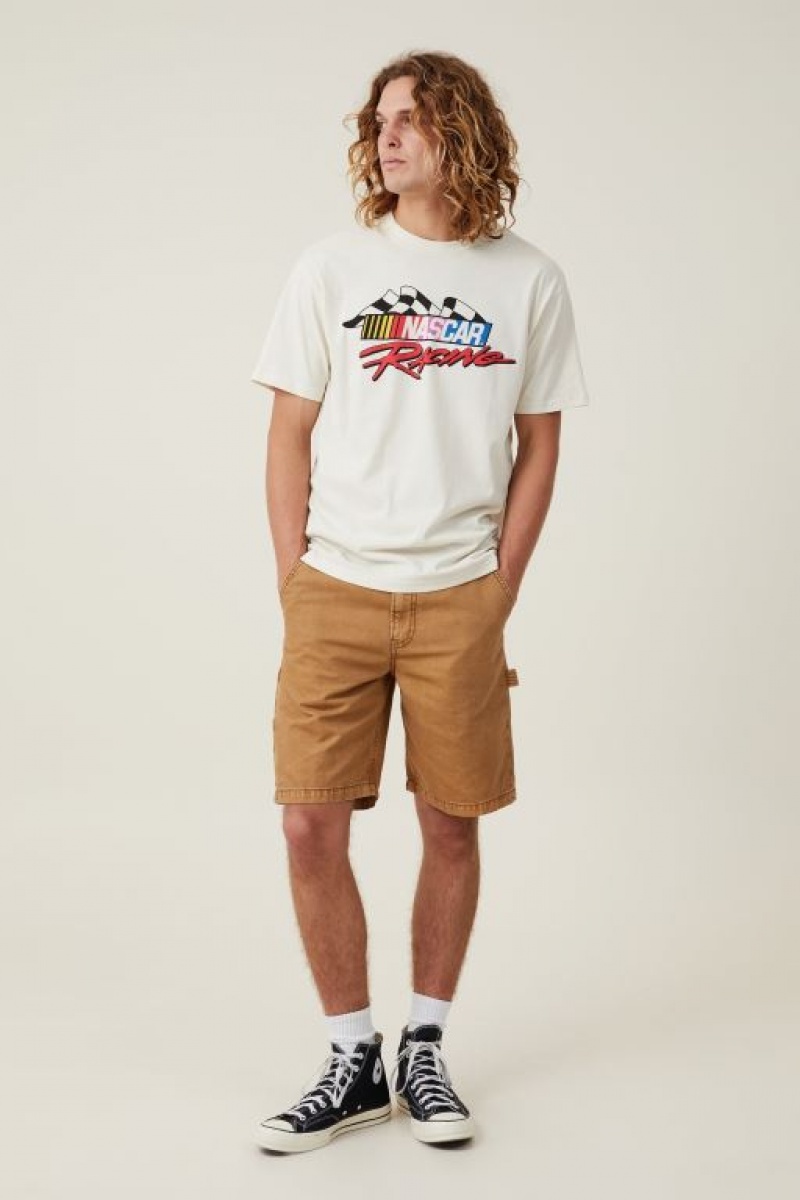 Cotton On Nascar Loose Fit Men's Graphic T-Shirts Beige | mwqiXE9L12q