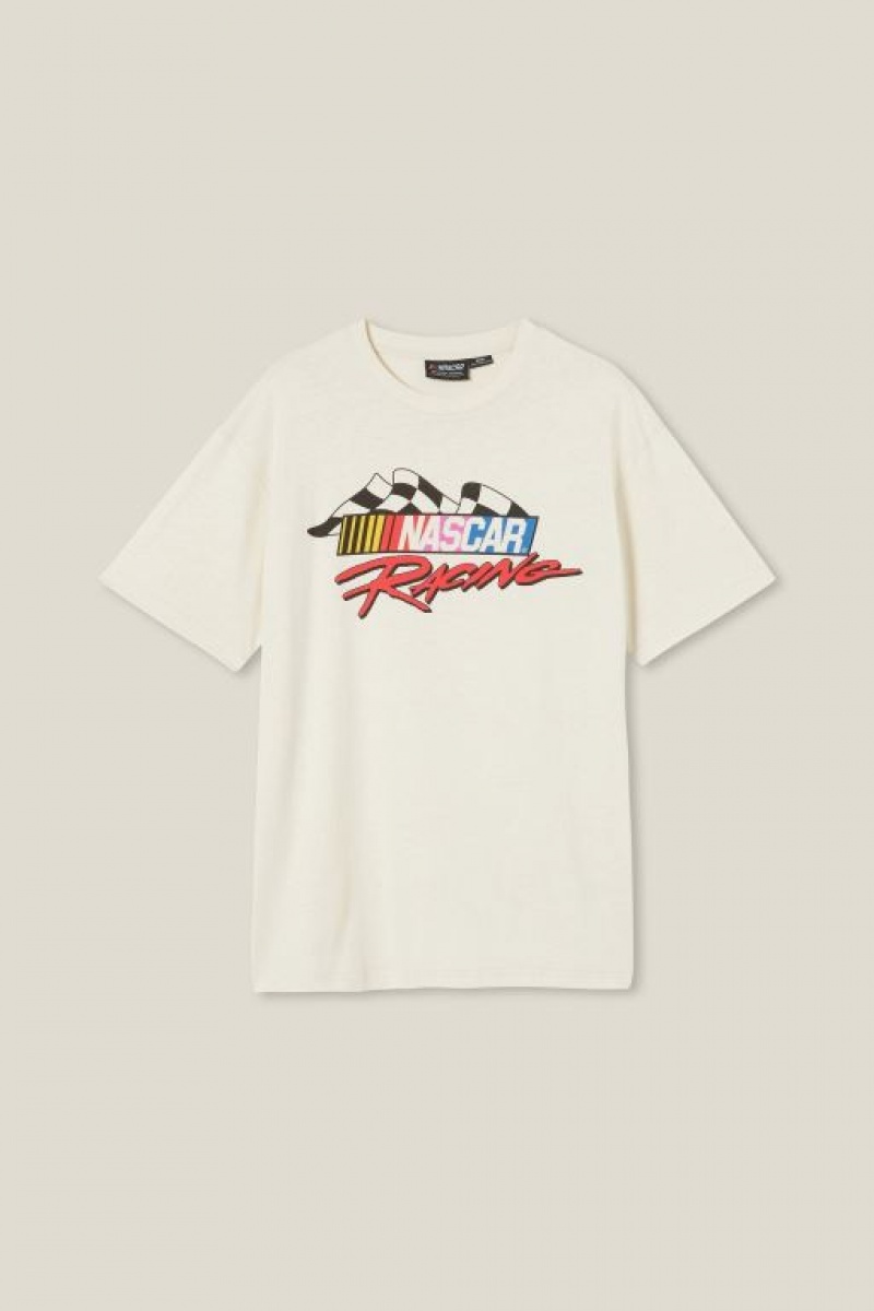Cotton On Nascar Loose Fit Men's Graphic T-Shirts Beige | mwqiXE9L12q