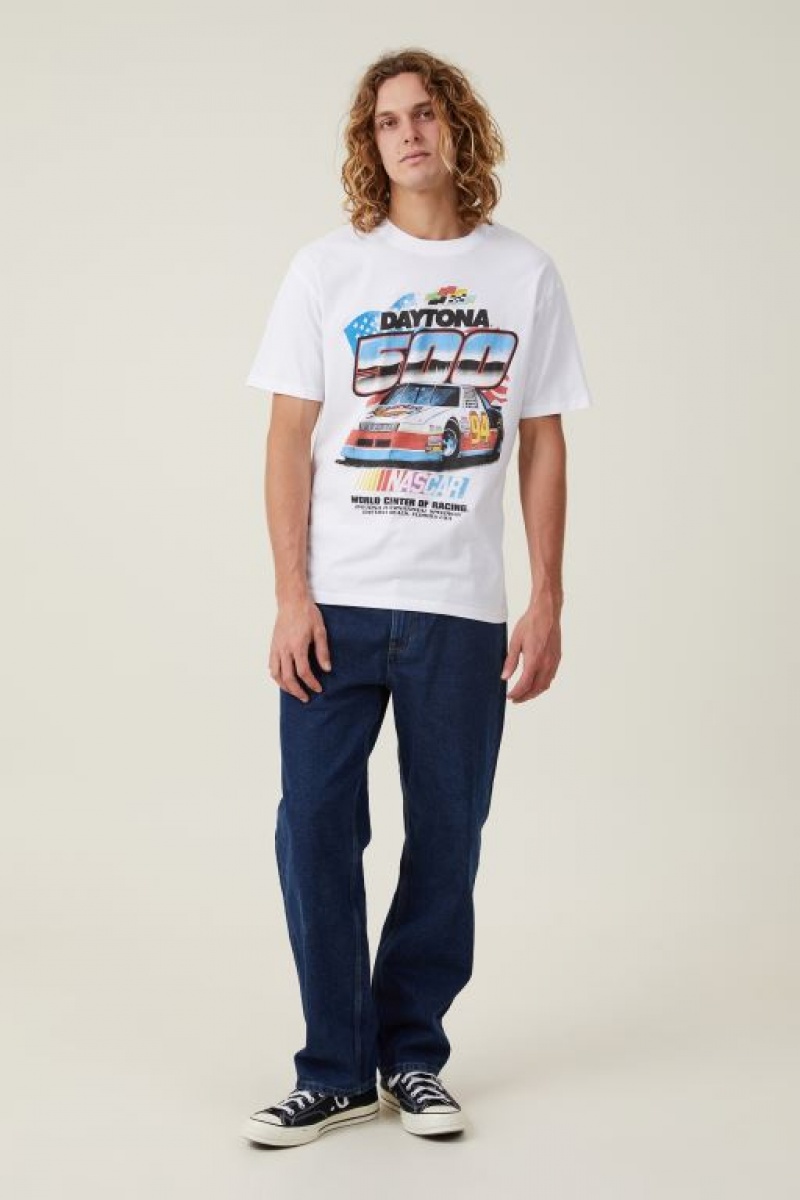 Cotton On Nascar Loose Fit Men's Graphic T-Shirts White | o2TF7iJYyvJ