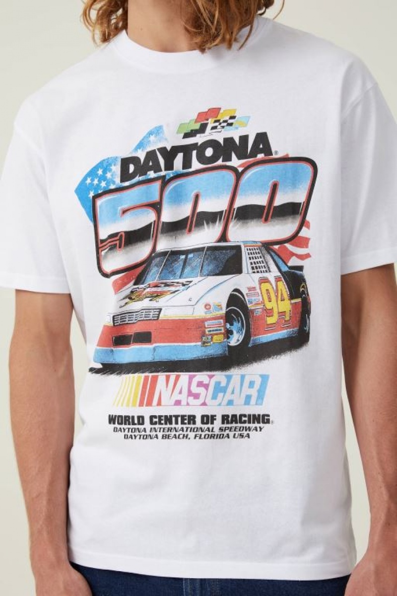 Cotton On Nascar Loose Fit Men's Graphic T-Shirts White | o2TF7iJYyvJ