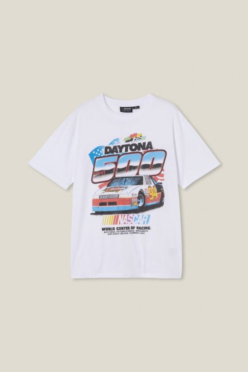 Cotton On Nascar Loose Fit Men's Graphic T-Shirts White | o2TF7iJYyvJ