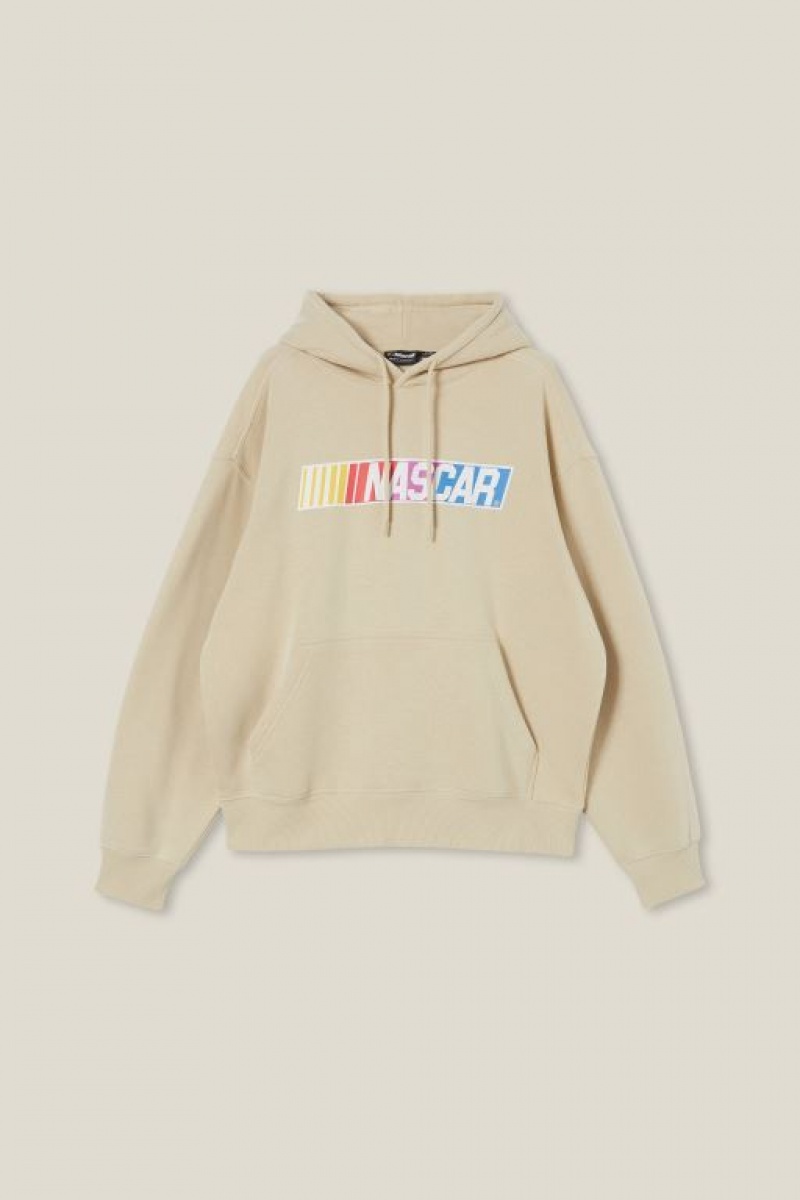 Cotton On Nascar Oversized Hoodie Men's Jumpers Brown | hQAlBVjRmYb