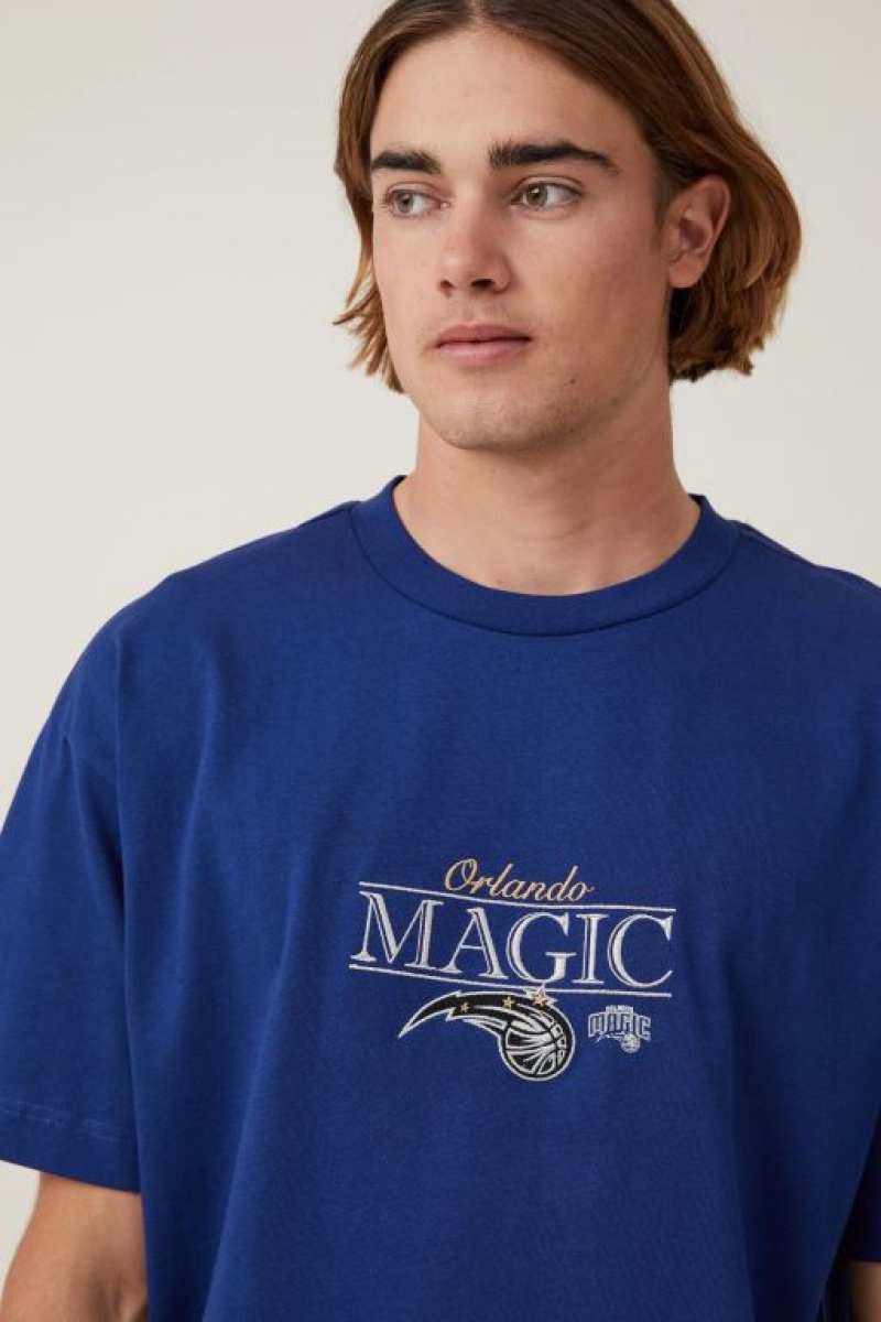 Cotton On Nba Box Fit Men's Graphic T-Shirts Blue | R0ceqaoIYba