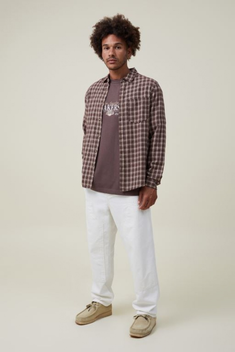 Cotton On Nba Box Fit Men's Graphic T-Shirts Chocolate | 5Fk6Y2tkfTW