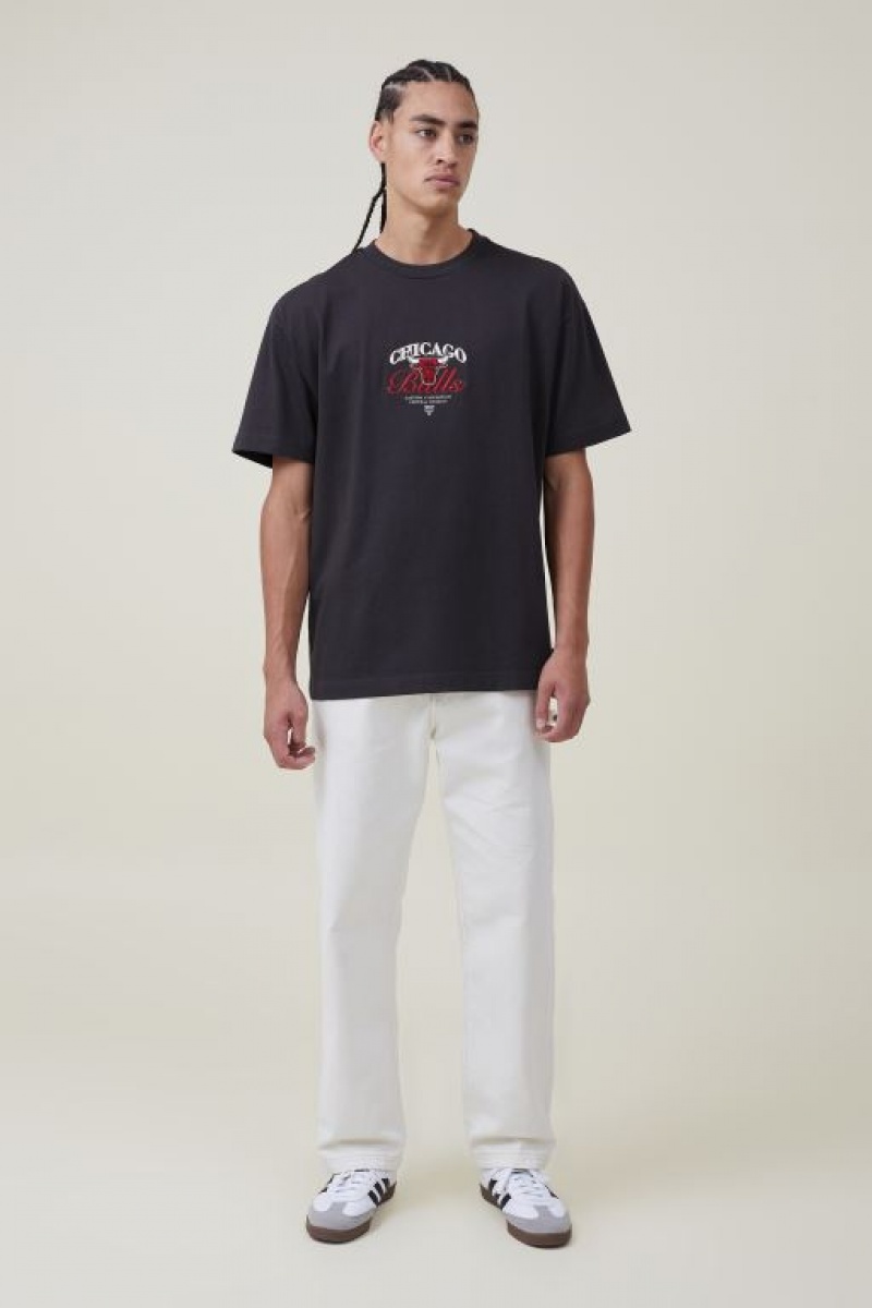 Cotton On Nba Box Fit Men's Graphic T-Shirts Black | FgrIGt2v8za