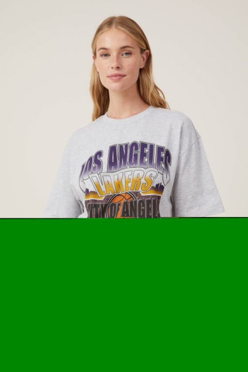Cotton On Nba Loose Fit Men's Graphic T-Shirts Light Grey | xdIQ0ntuNVi
