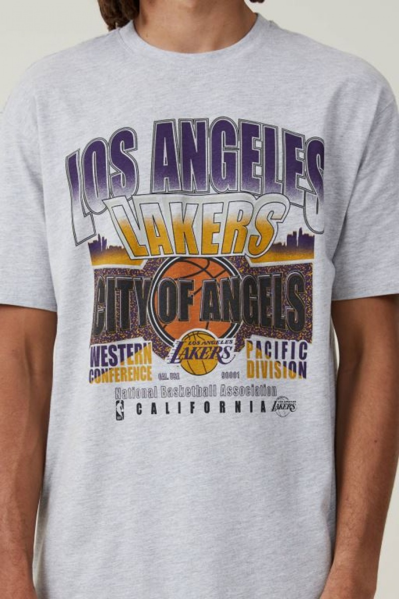 Cotton On Nba Loose Fit Men's Graphic T-Shirts Light Grey | xdIQ0ntuNVi