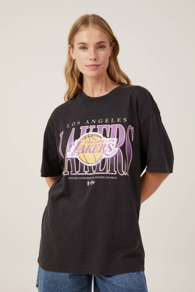 Cotton On Nba Loose Fit Men's Graphic T-Shirts Black | MKEsg62EY8o