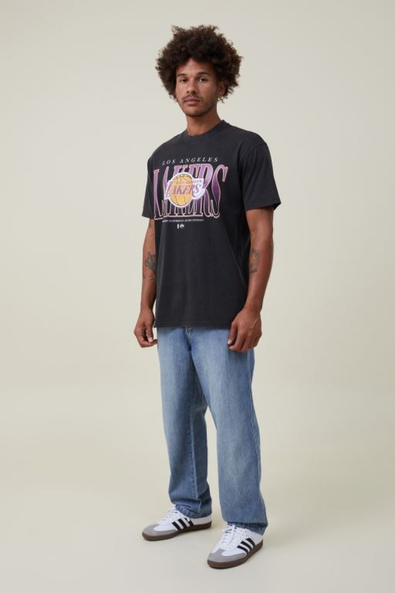 Cotton On Nba Loose Fit Men's Graphic T-Shirts Black | MKEsg62EY8o