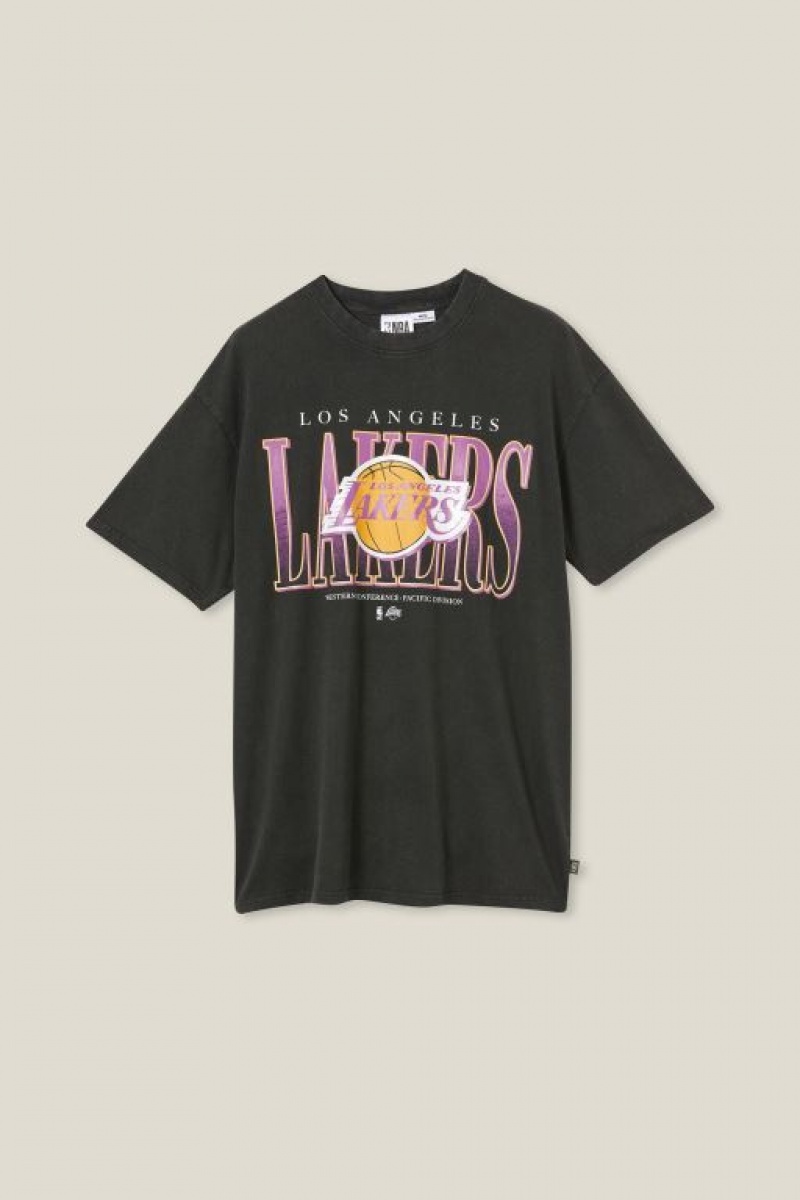 Cotton On Nba Loose Fit Men's Graphic T-Shirts Black | MKEsg62EY8o