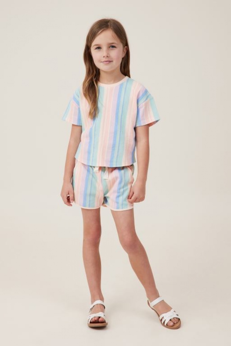 Cotton On Nina Knit Girls' Shorts Multicolor Stripes | RRkd04HSphO