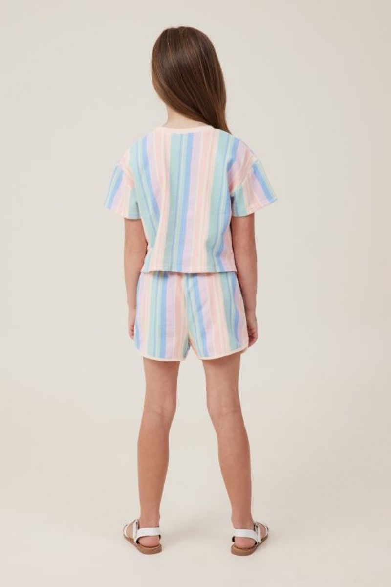 Cotton On Nina Knit Girls' Shorts Multicolor Stripes | RRkd04HSphO