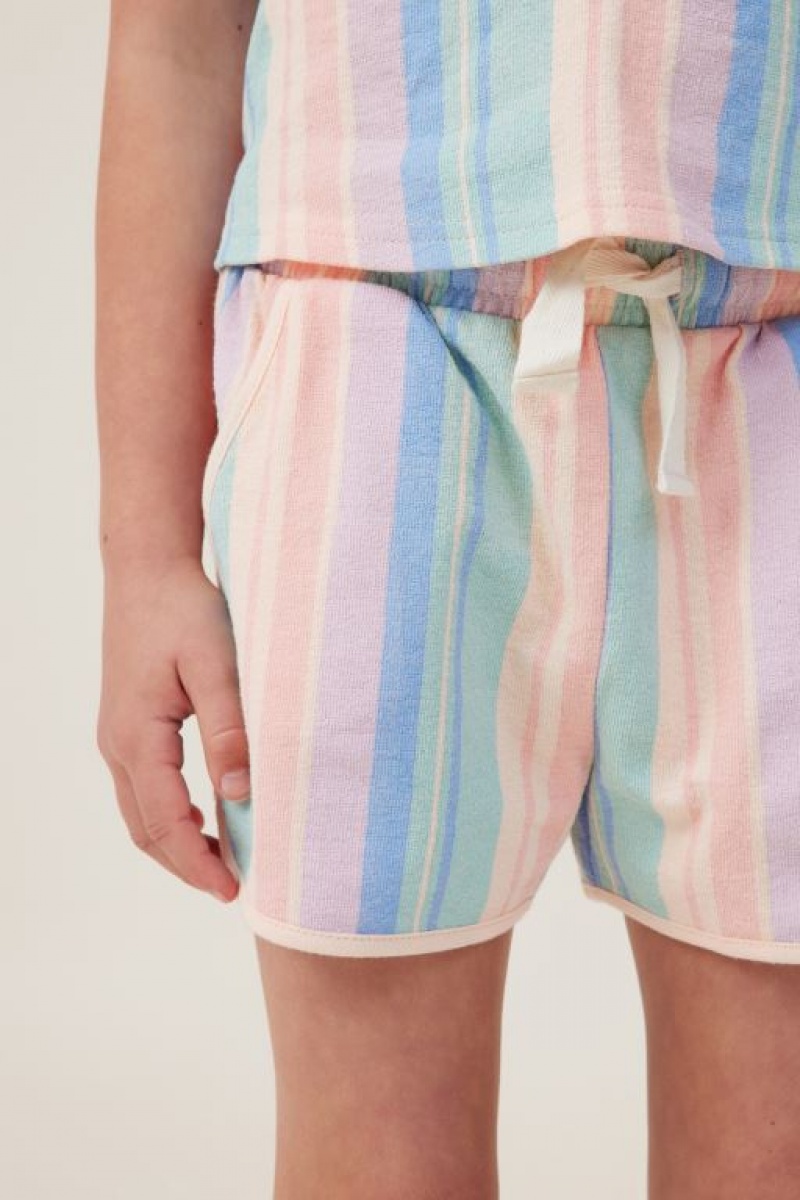Cotton On Nina Knit Girls' Shorts Multicolor Stripes | RRkd04HSphO