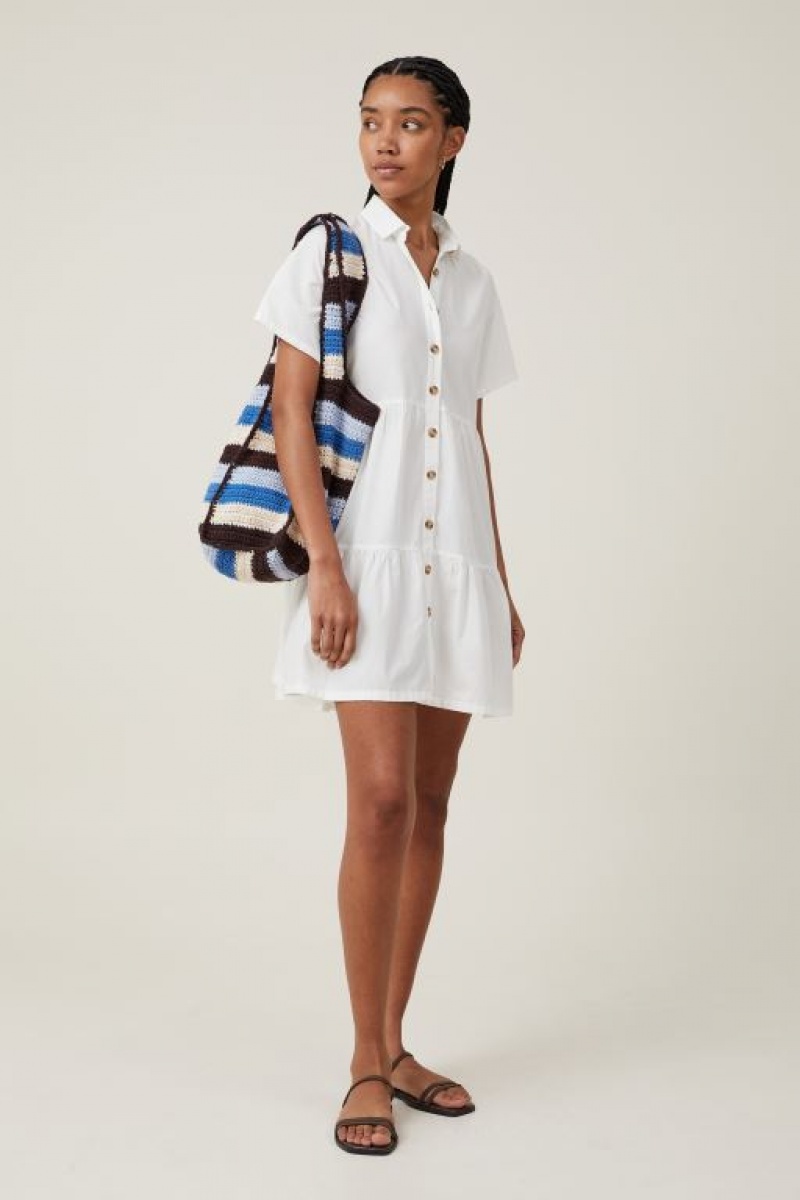 Cotton On Noah Mini Shirt Dress Women's Mini Dress White | 8h1JIN6E2wI