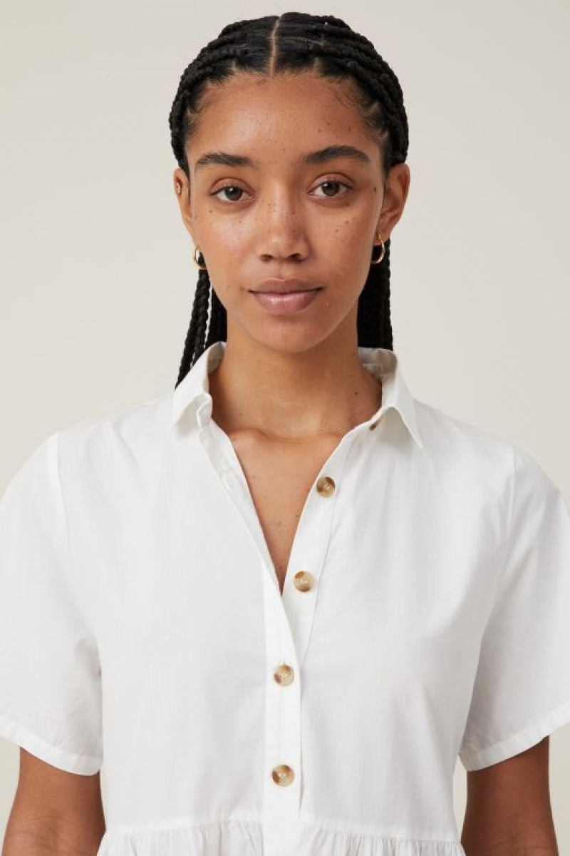 Cotton On Noah Mini Shirt Dress Women's Mini Dress White | 8h1JIN6E2wI