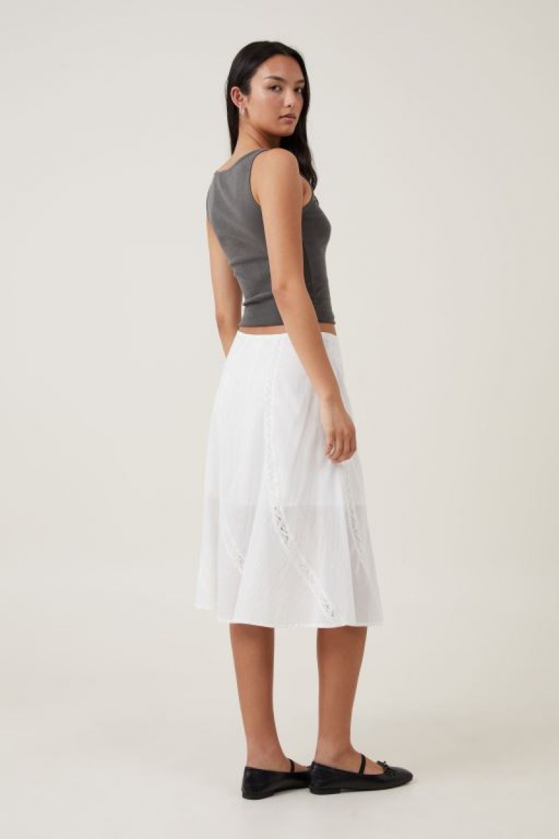 Cotton On Nova Midi Women's Skirt White | miEOX4cR6fJ
