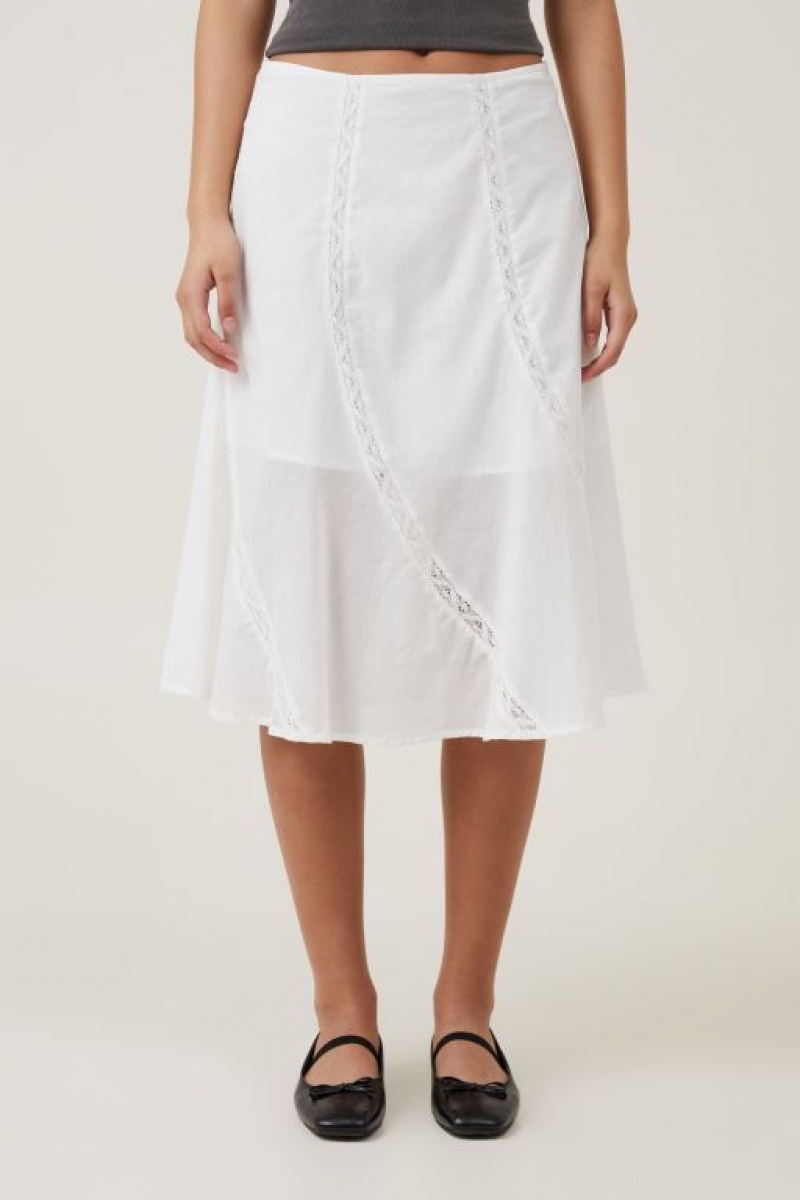 Cotton On Nova Midi Women's Skirt White | miEOX4cR6fJ