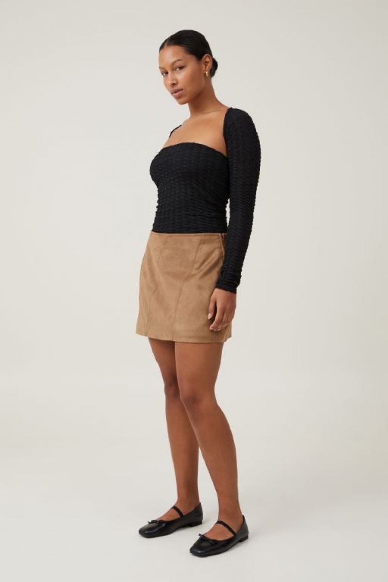 Cotton On Nova Textured Shrug Women's Long Sleeve Black | HkHWeMDSG1z