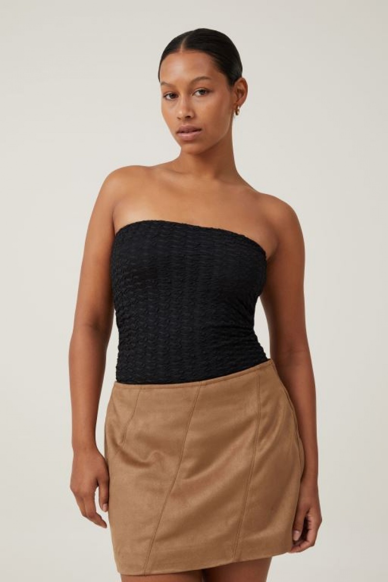 Cotton On Nova Textured Tube Women\'s Tanks Black | wAg7A9dkjaz