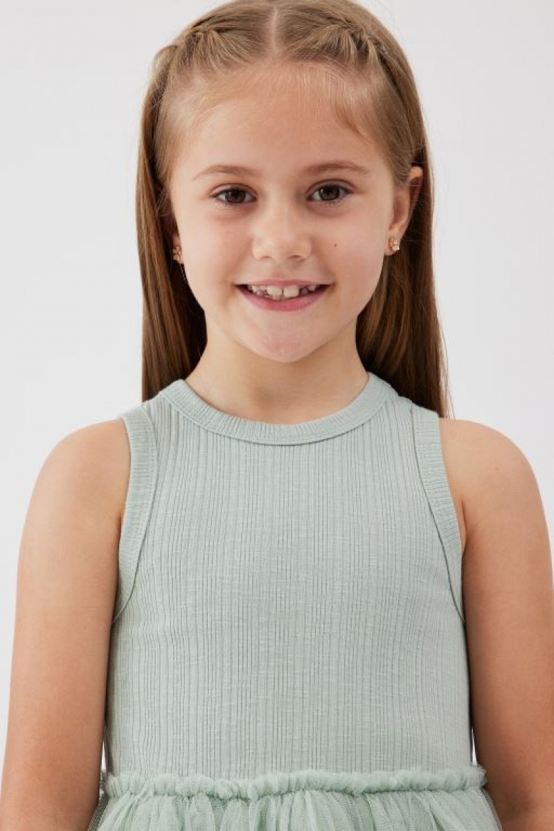 Cotton On Nova Up Girls' Dress Grey Green | ifXH2f0NVEv