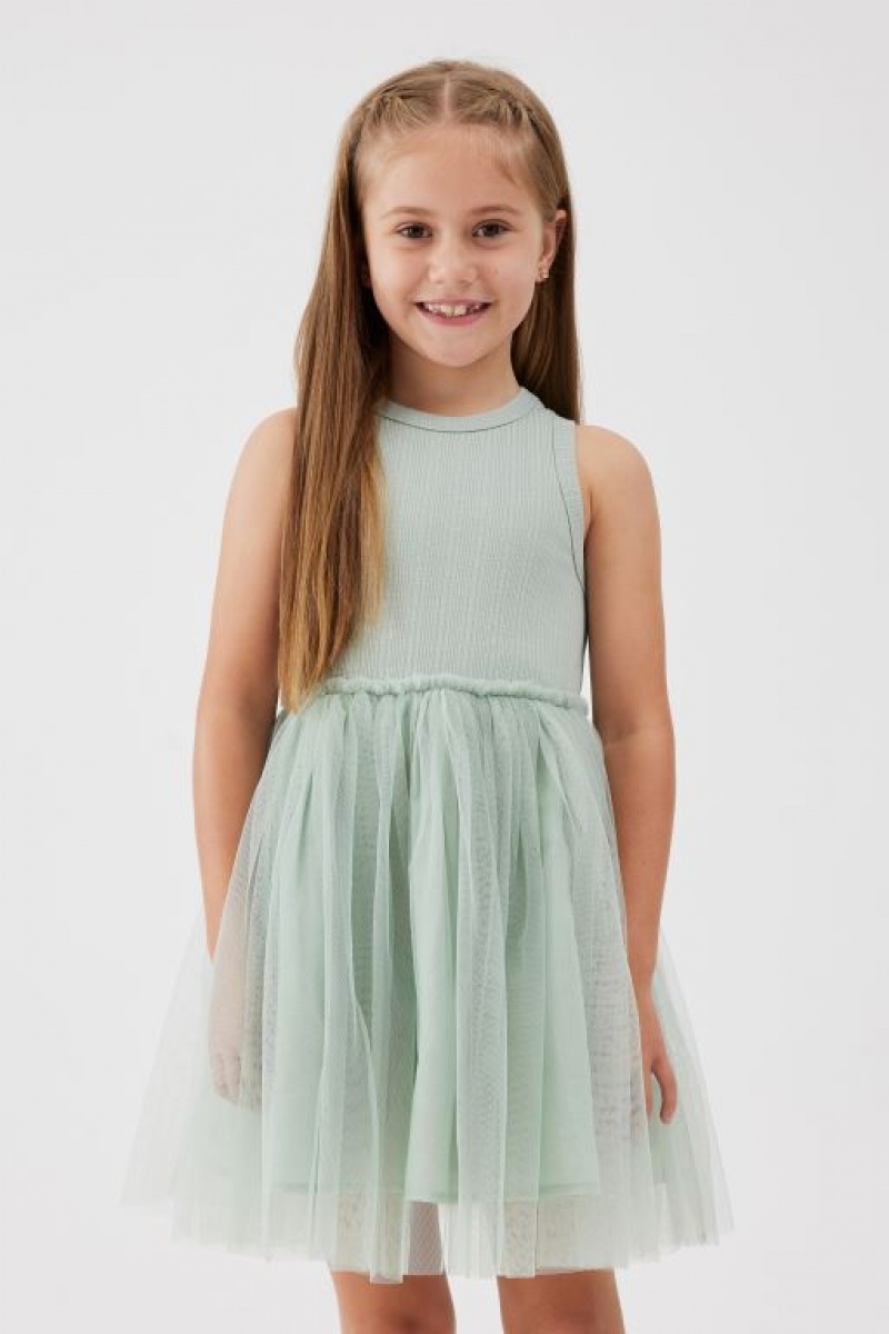Cotton On Nova Up Girls\' Dress Grey Green | ifXH2f0NVEv