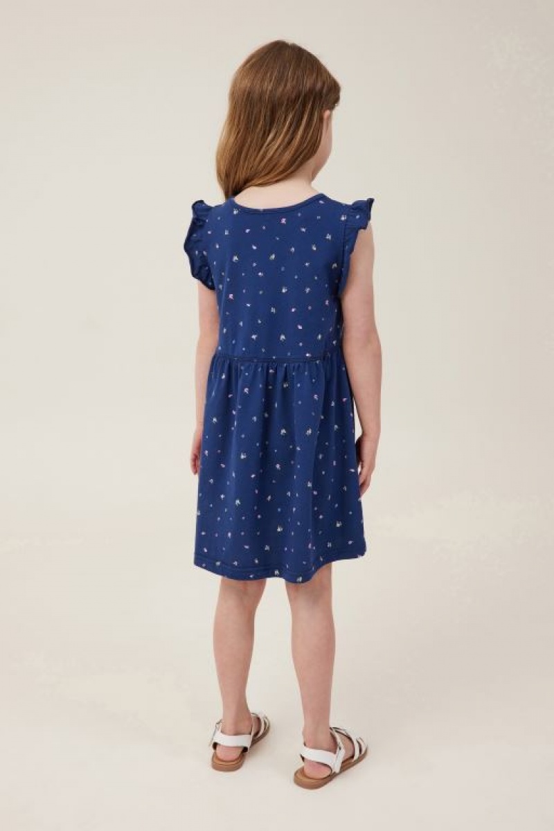 Cotton On Olive Short Sleeve Girls' Dress Navy | kHskzhG3nvs