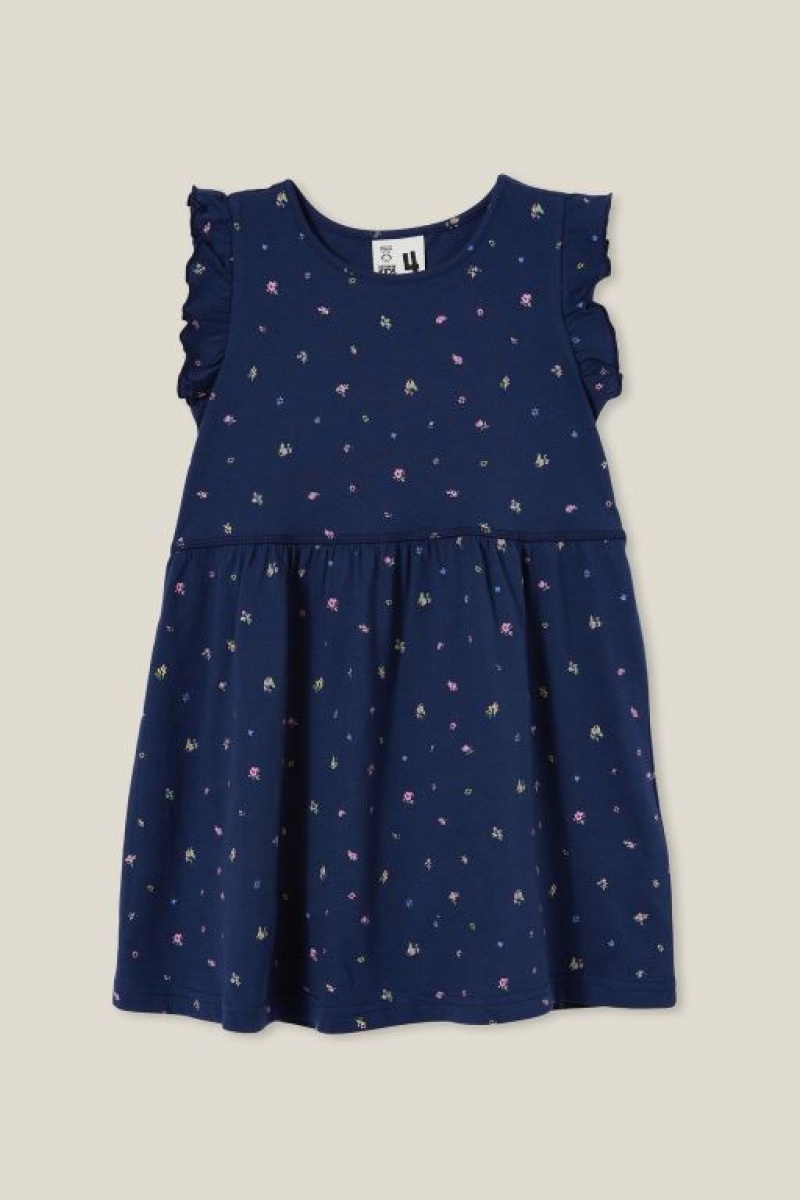 Cotton On Olive Short Sleeve Girls' Dress Navy | kHskzhG3nvs