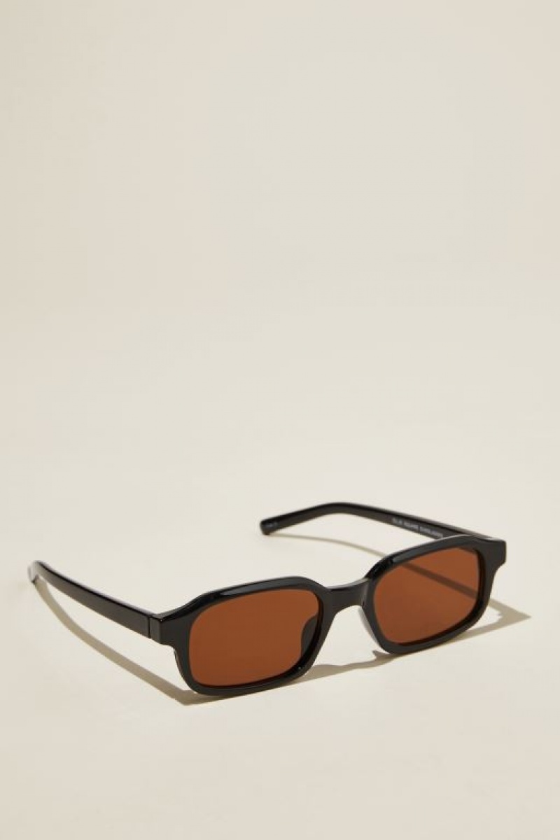 Cotton On Ollie Square Women's Sunglasses Black / Brown | FwDVbMShEPi
