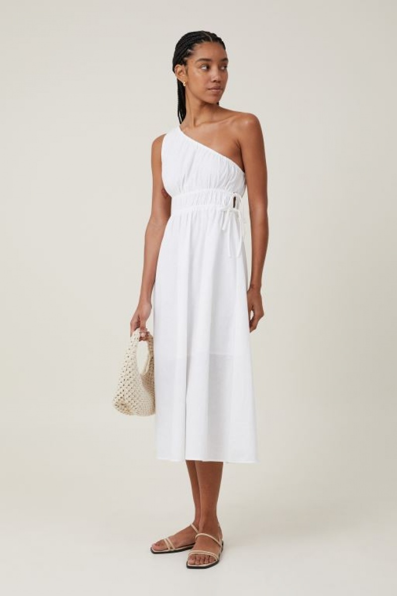 Cotton On One Shoulder Women\'s Maxi Dress White | xGgsNbmuIb2