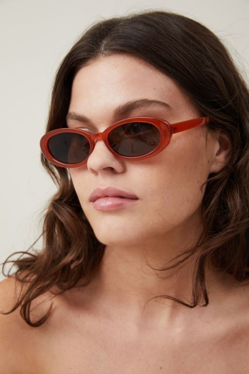 Cotton On Ophelia Oval Women's Sunglasses Amber | SLIEeVyCQtm