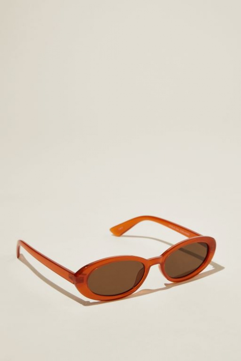 Cotton On Ophelia Oval Women's Sunglasses Amber | SLIEeVyCQtm